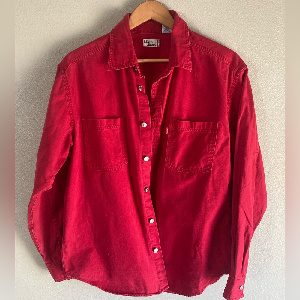 Vintage Levi’s Red Button Down Denim Shirt